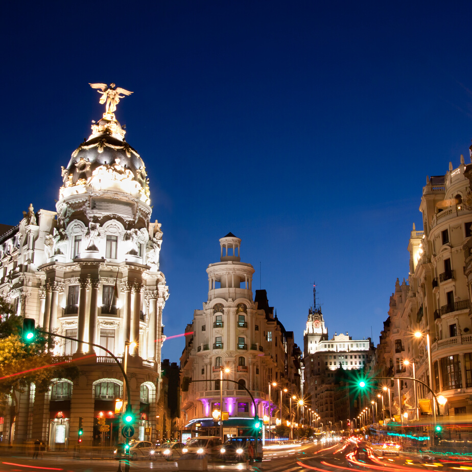 Gran via in Madrid, Spain